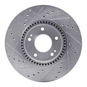 Hyundai TUCSON Brake Rotor (1) - Front Right - R1 Concepts - Drilled & Slotted - Silver - `05-`24